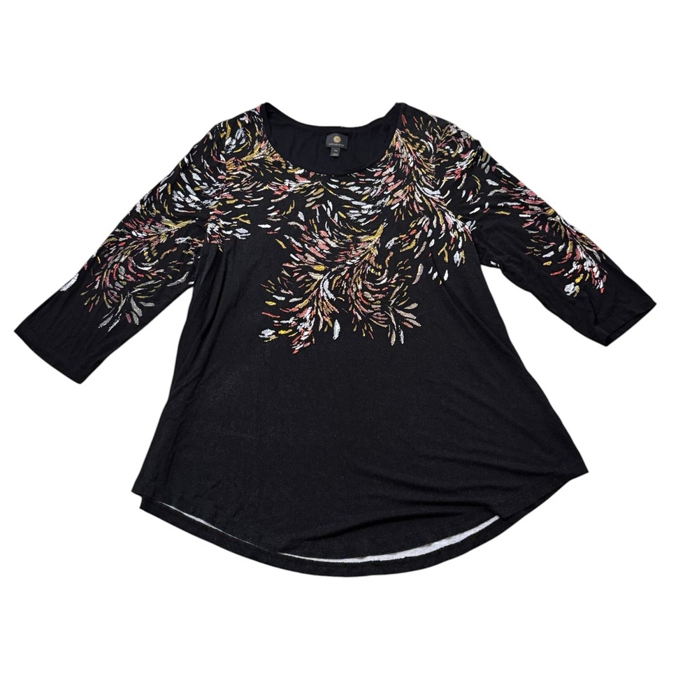 JM Collection Black Tunic with Multi-Color Brushstroke Floral Print Size XXL - Picture 12 of 13